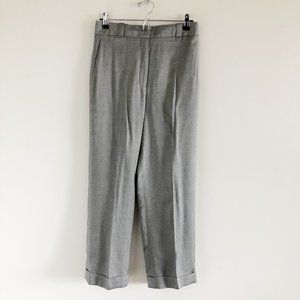 Theory Silk Straight Cuffed Trouser Pant Fluid Melange Gray